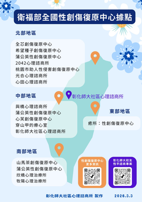 115年全國性創傷復原中心據點及預約資訊圖片